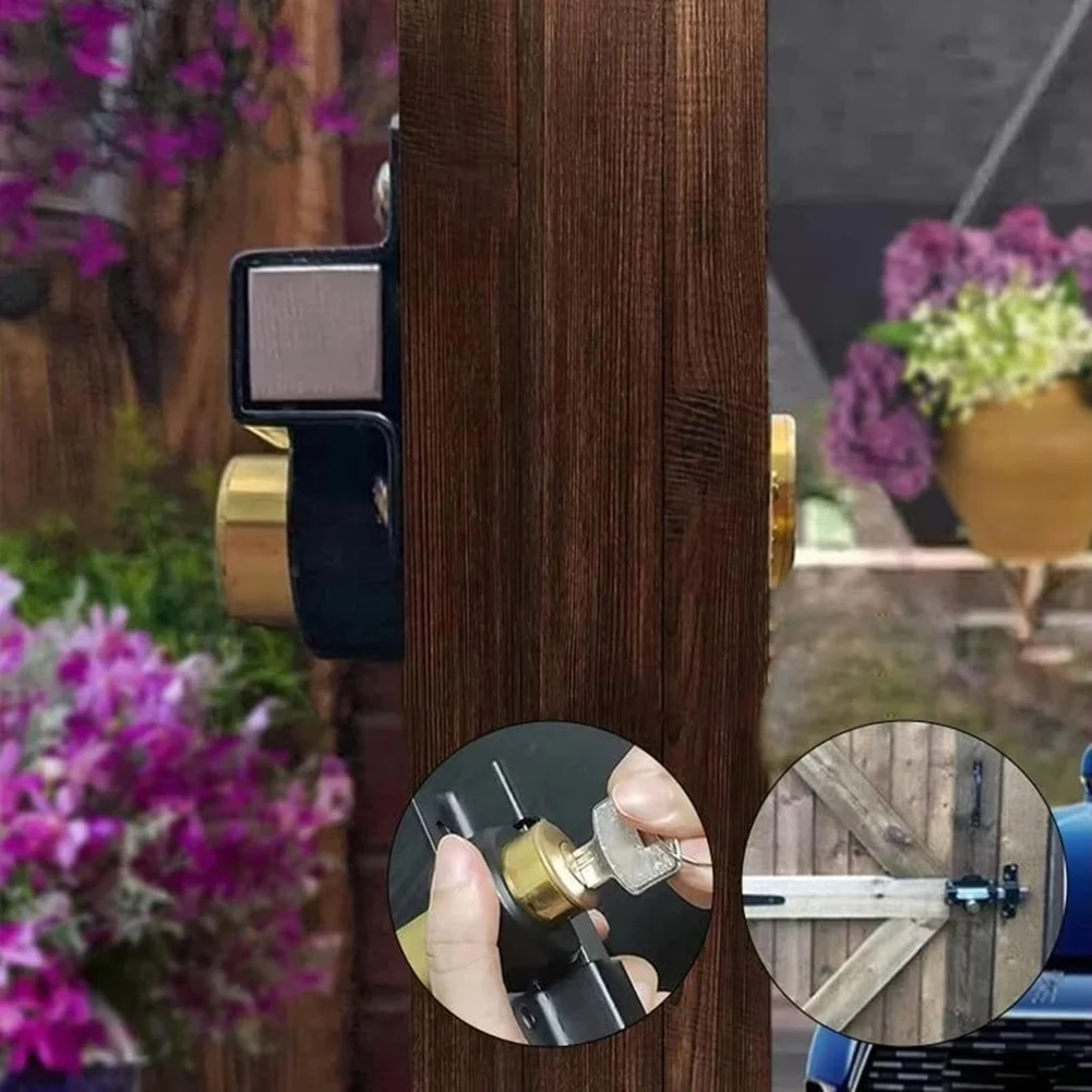 

Hot Sale-For Exterior Interior Backyard For RV Fence Barn Door Latch Lock Double-Sided Sheds Lock Sliding Door Latch With 5 Keys