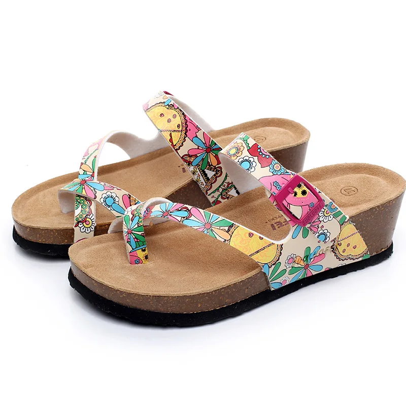 Casual Cork Wedge High Heels Slippers Women Sandals Summer Beach Slide Sandals Flip Flop Cross Girl Couple House Outside Shoes