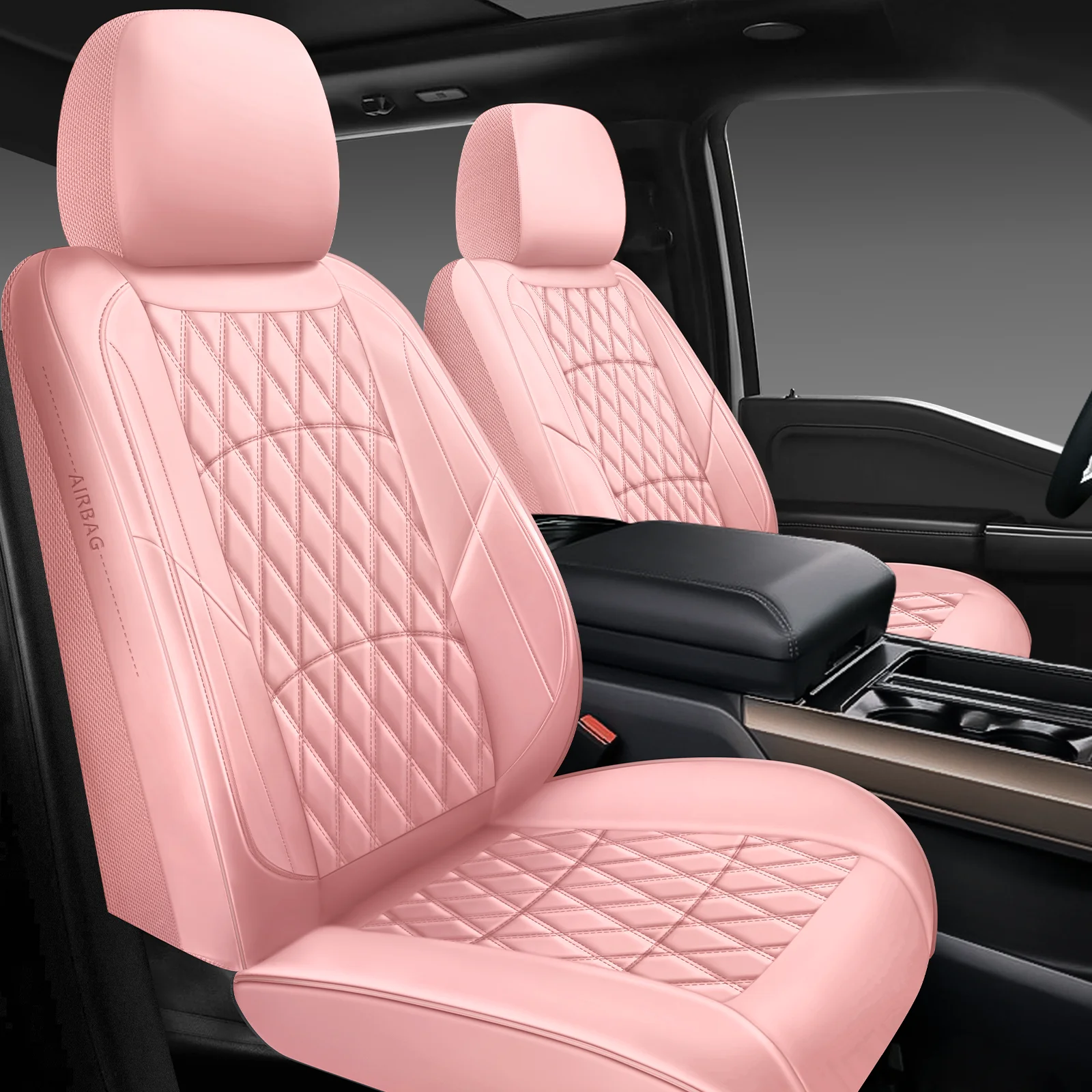 C03-Pink Five-Seat Car Seat Covers Universal Full Surround Car Seat Covers Fits 95% of Vehicle Models Car Accessories Driver's Seat Cover or Passenger Seat Cover All Season Universal Pad