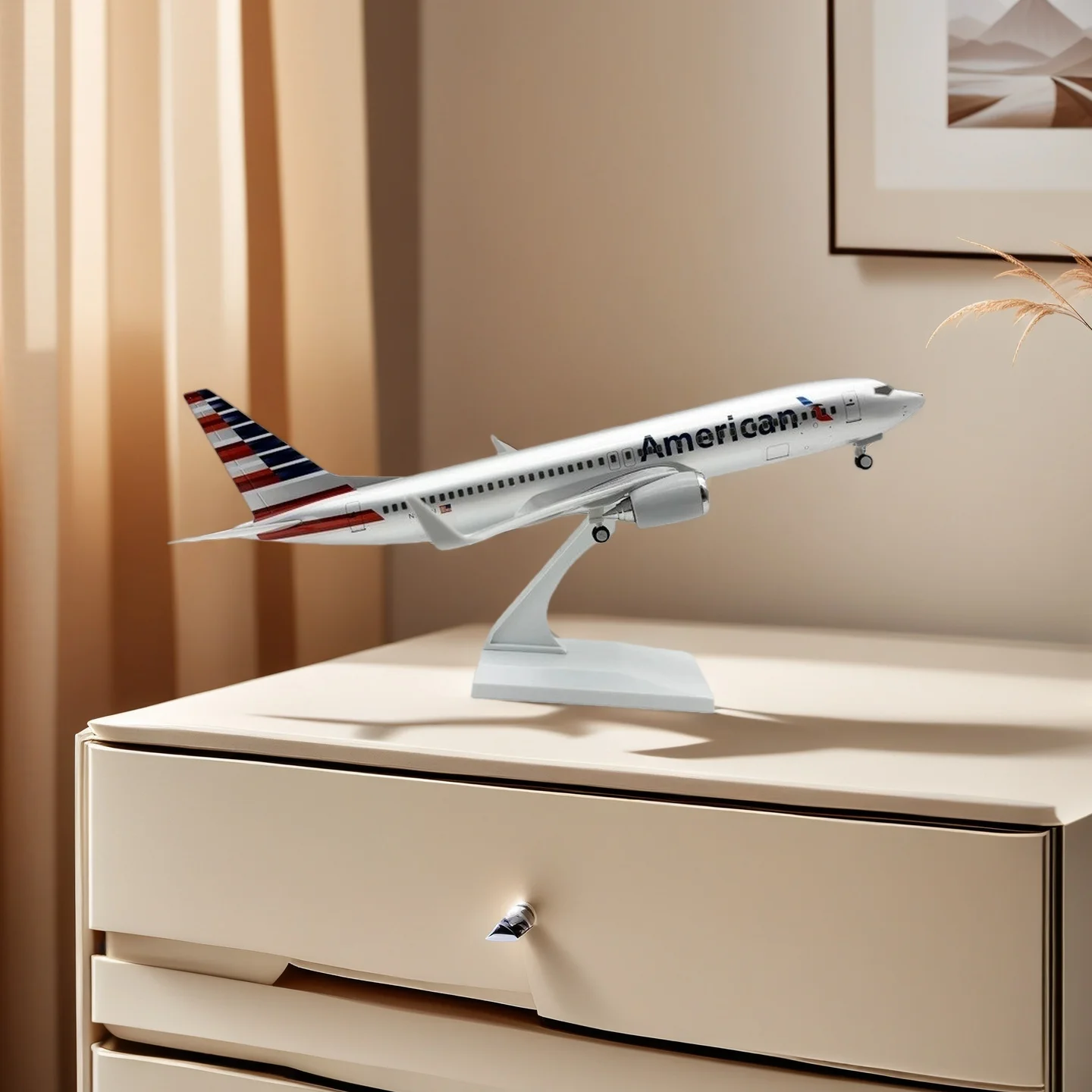 

Model Airplane 30cm America Airways B737 Prototype B747 Resin Die-Casting Aircraft Model Plane Kit With Wheels Home Decor Colle