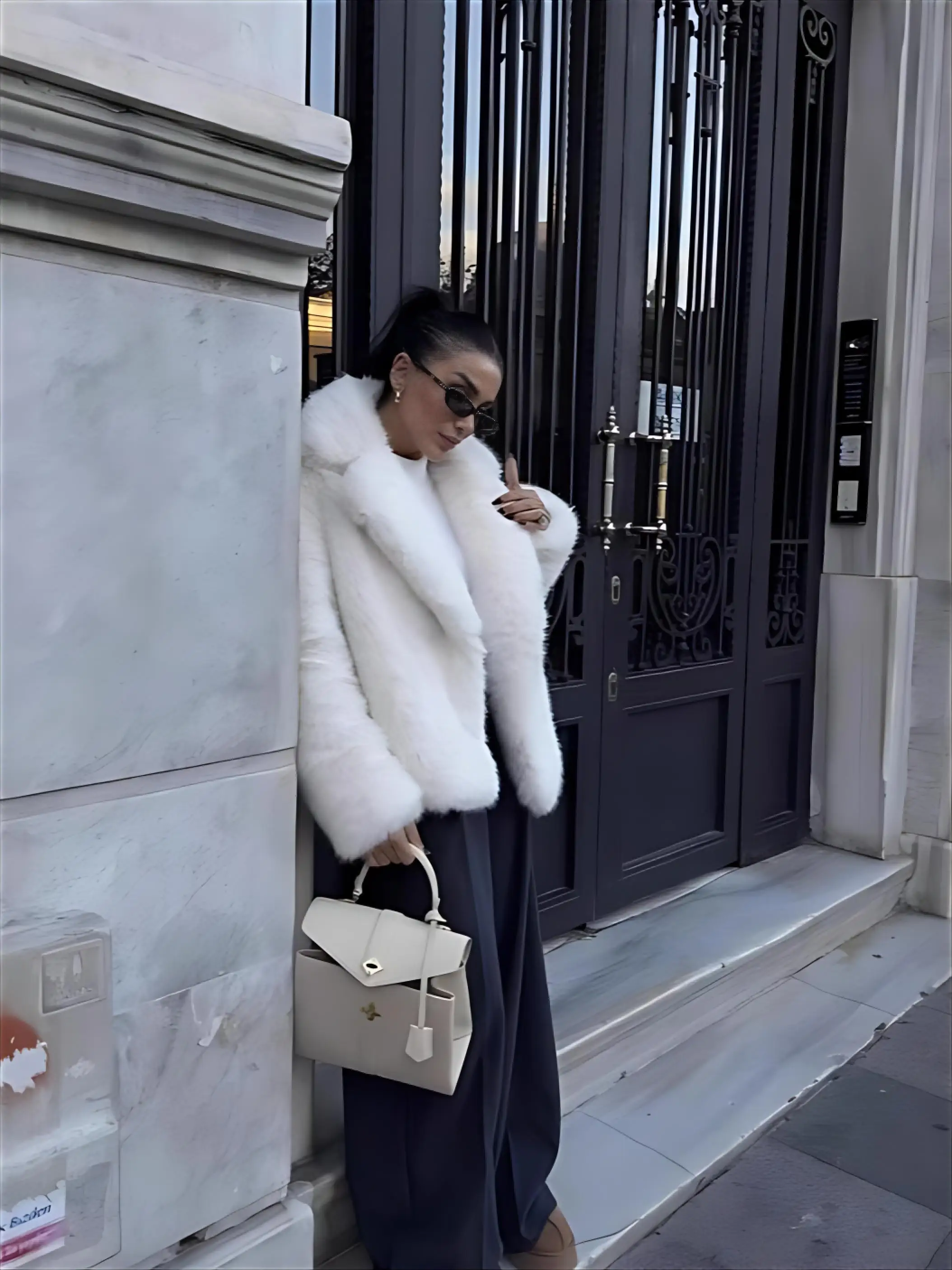 Faux Fur Leopard Coats Womens Vibe Urban Rock Wife Streetwears Thermal Silhouette Medium-Length Elegant Washed Hand-Cut Hooded