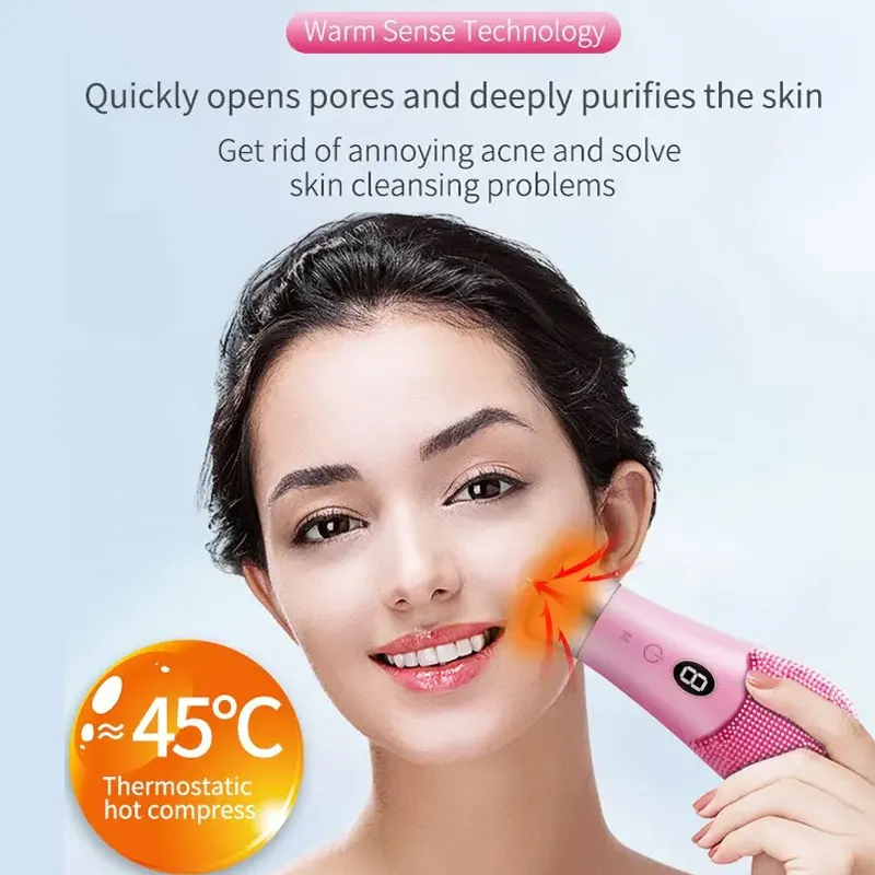 Cepillo de limpieza eléctrico, limpiador ultrasónico de piel de 9 velocidades, limpiador de cepillo Facial, vibración de alta frecuencia recargable