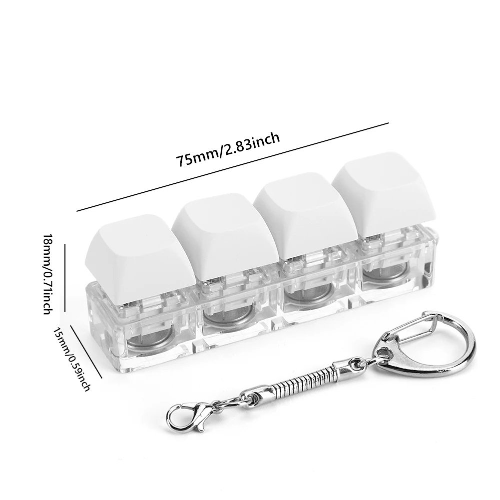 Teclado fidget chaveiro 4 teclas clicker de teclado com botão de luz led alívio do estresse diy para presentes adultos para aliviar o tempo de passagem