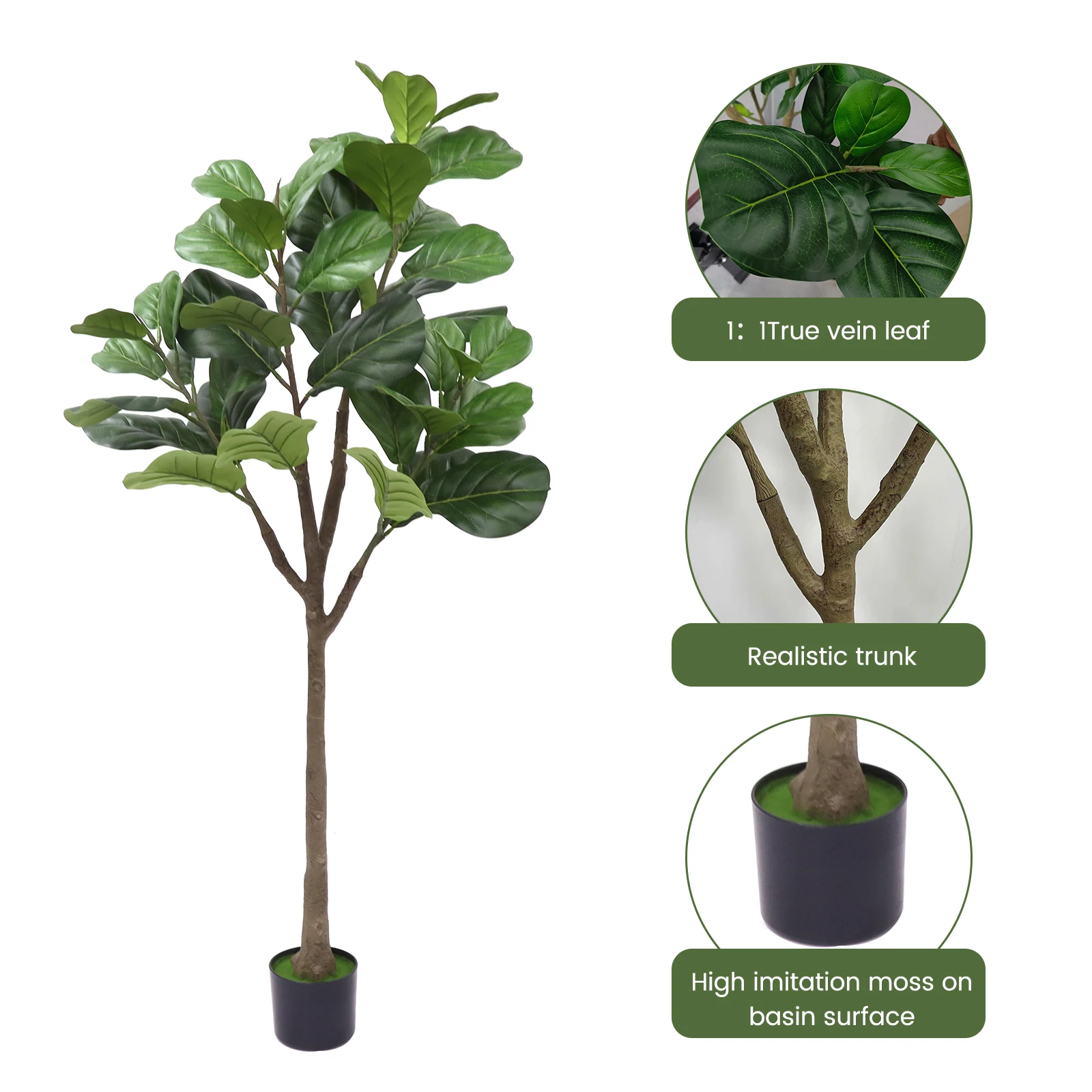 

5FT Artificial Dracaena Tree,Fake Ficus Lyrata Tree Plants,Large Brazilian wood Faux Banana Tree with Pot,Coconut tree for Decor