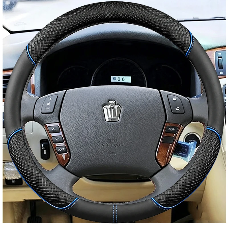 car Steering Wheel Cover for Toyota Crown 2007 2008 2009 2010 Braid Red peach wood leather Carbon fiber car Accessory