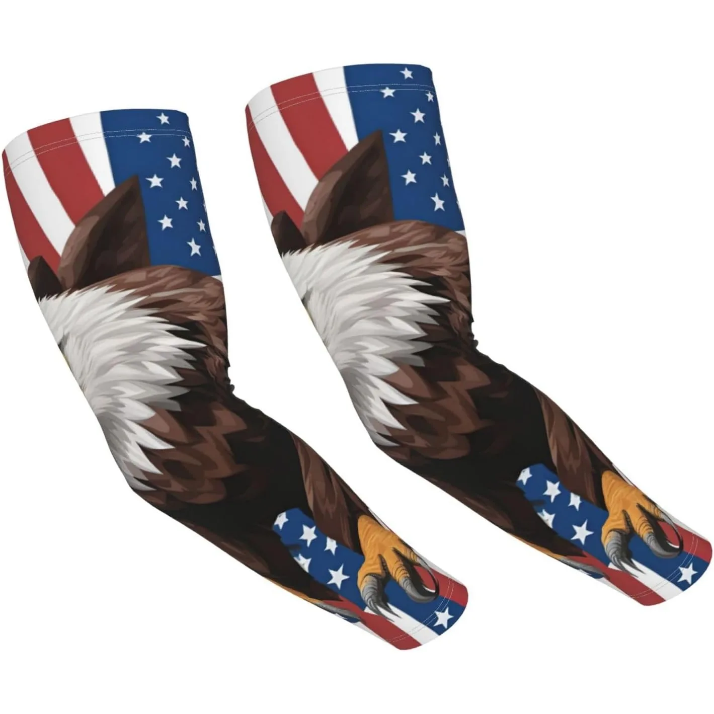 

Eagle with USA Flag Print Sun Protection Cooling Arm Sleeves for Men Women Cover Arms Sleeves for Sports