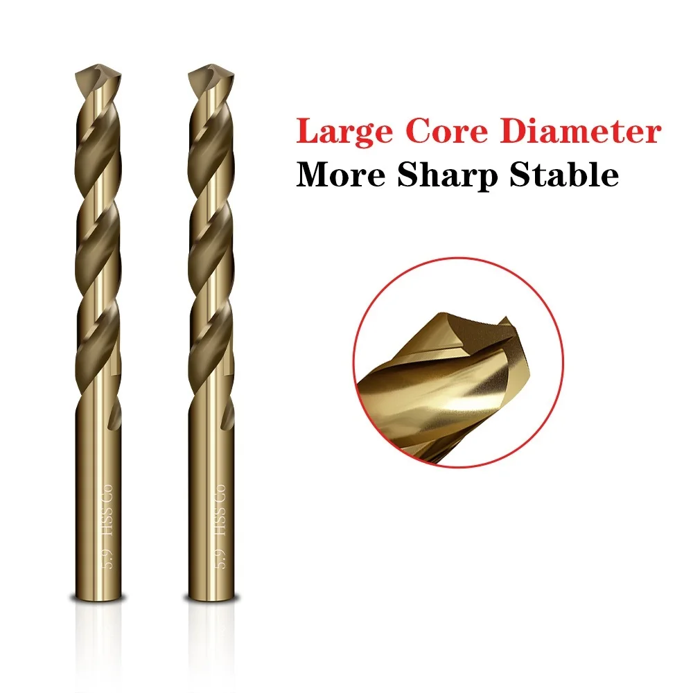 10 Uds TIN HSS M35 broca helicoidal contiene cobalto acero inoxidable broca especial acero perforado superh 1-2,9mm