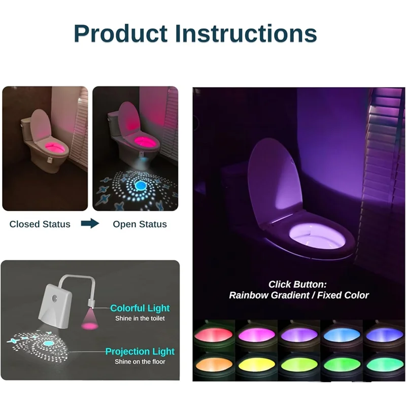 

AT19-Toilet Night Lights RGB Led Footlights Sensor Magnetic Wall Lamp Rechargeable Body Sensor Night Light