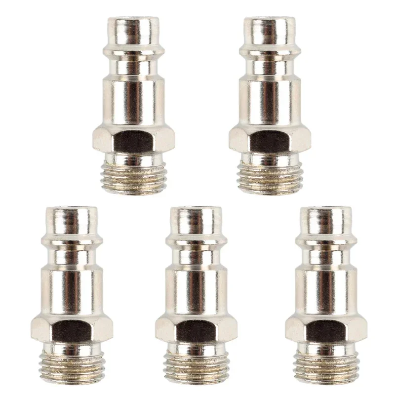 5Pcs European Style Quick Connector 1/4 Inch External Thread Plug-in Pneumatic Joint Compressed Air Line Coupler Connector