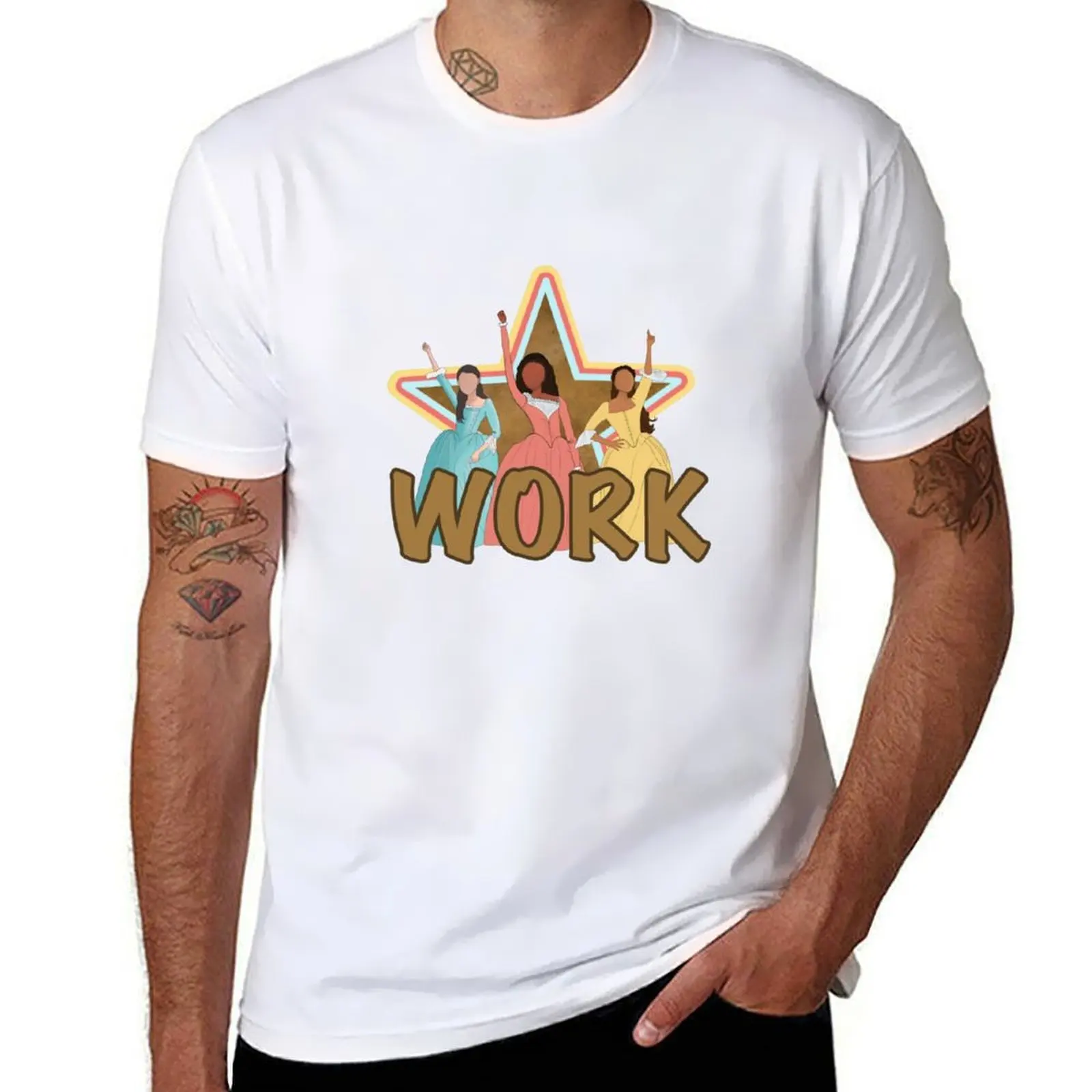 

Work! with star T-Shirt t shirt men 100% cotton luxury brand man tshirt T-Shirt