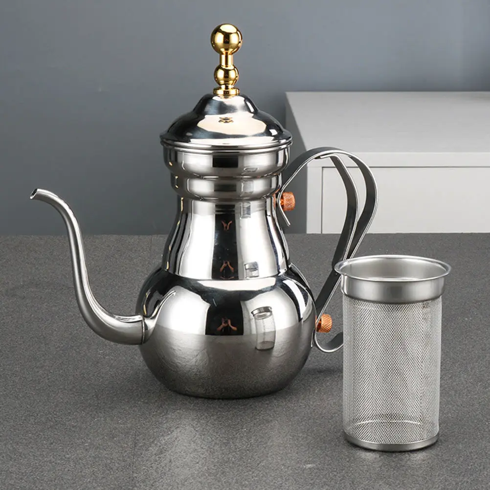

Long Spout Stainless Steel Coffee Kettle Middle East Style Filter Pot Non-Scald Handle Home Use Stainless Steel Coffee Kettle