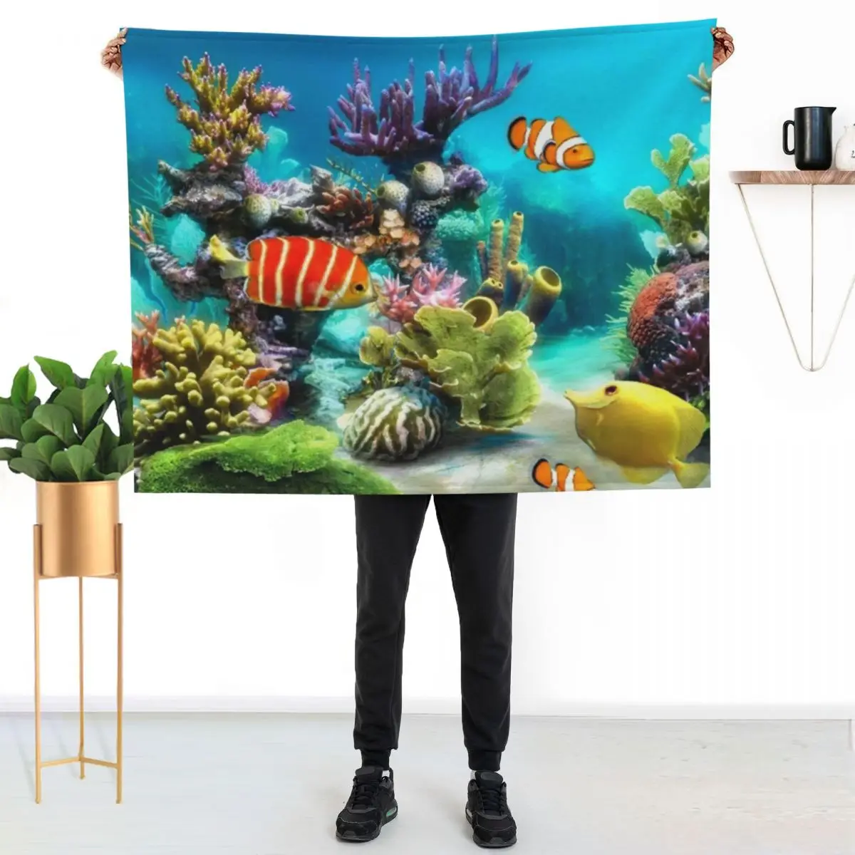 Aquarium Throw Blanket Cozy Sofa Blanket for TV Watching Napping
