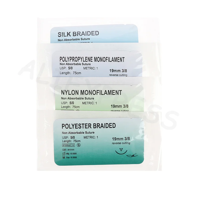 Polyester Thread Suture Practice Kit, Medical Needle Suture, Teaching Demonstrations Exercises, 75cm, 2/0, 3/0, 4/0, 5/0, 12Pcs