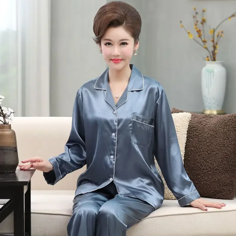 Women Silk Satin Pajamas Pyjamas Set Sleepwear Pijama Couple Pajamas Suit dropshipping sales