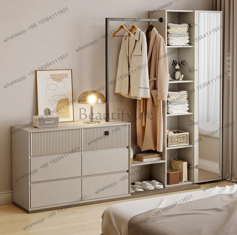 

Bedroom chest coat rack integrated modern simple bedroom with full-length mirror dressing table storage storage hanger