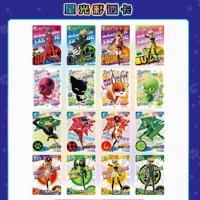 New Miraculous Ladybug Superhero Series Miracle Collection Edition Card Anime Characters Limited Ssp Tcp SR Card Kids Toys