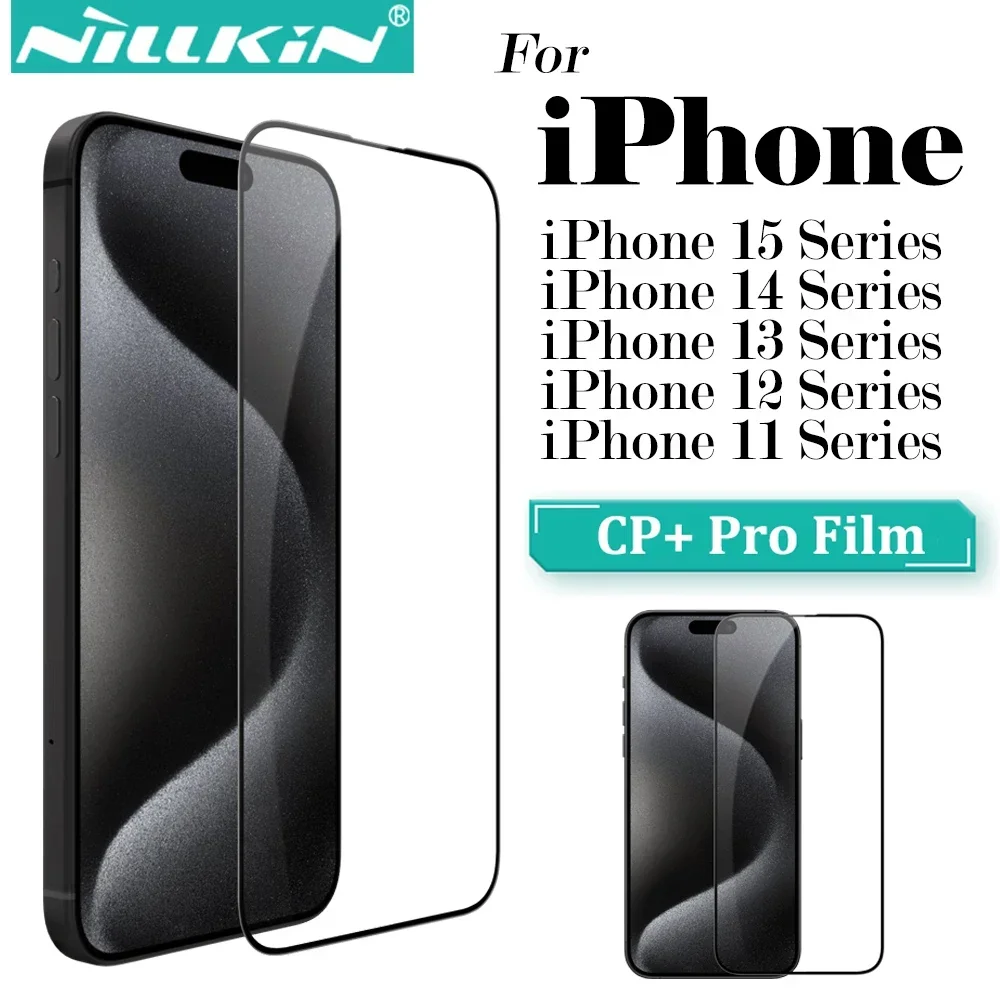 Nillkin per iPhone 15 Pro Max 15 Pro 14 13 12 11 serie vetro temperato, protezioni per schermo a copertura totale 2.5D per iPhone 14 Pro 13