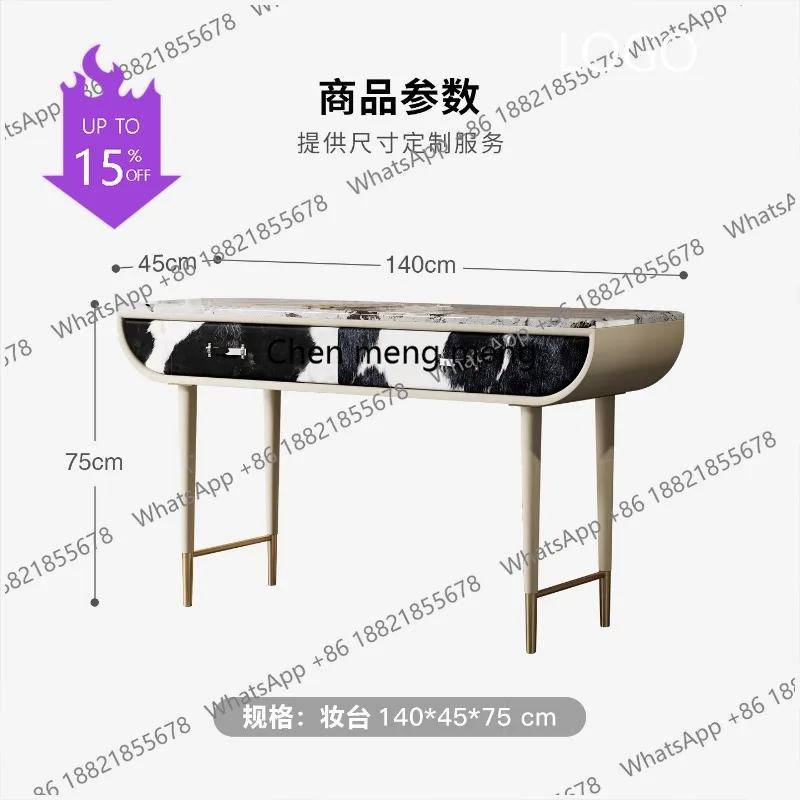 

M183 Light luxury makeup table designer custom Italian high-end milk cowhide marble dressing table