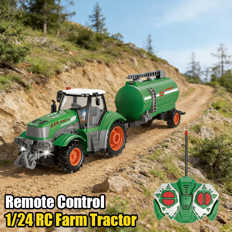 

Радиоуправляемый сельскохозяйственный трактор 1/24, погрузчик с дистанционным управлением, прицеп, фермерский грузовик, электрический транспортный автомобиль, модель игрушки для мальчиков, подарок на день рождения
