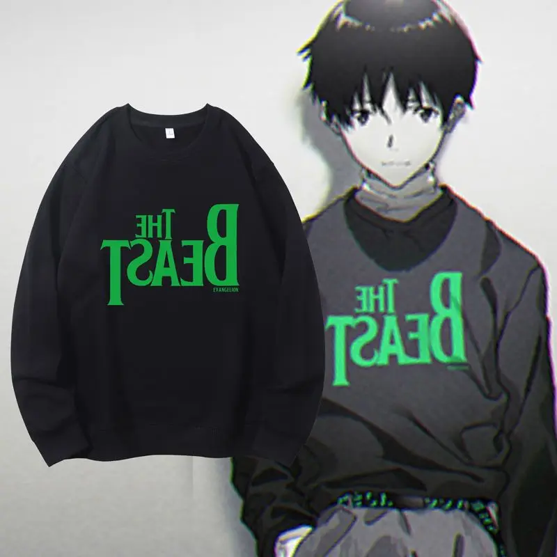 Neon Genesis Evangelion Asuka Rei Long‑Sleeve Crew Neck Sweatshirt EVA-01 Anime Merchandise Cartoon 2D Casual Pullover Tops view 2