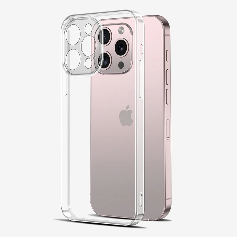 Crystal Clear Silicone Soft Case For iPhone 16 15 14 13 12 11 Pro Max Plus Mini Ultra Thin Transparent Cover Camera Protection