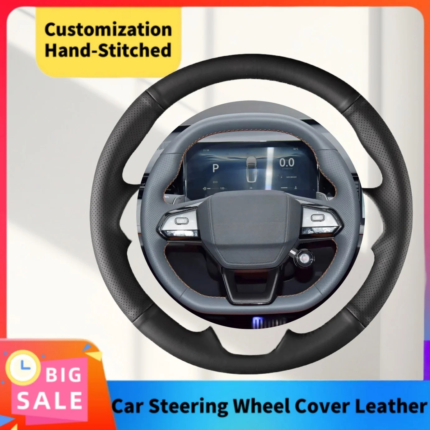 

DIY Hand-Stitched Custom High-quality Microfiber Leather Steering Wheel Cover For CHANGAN 2nd Gen CS55plus Unik Univ Cs75 plus