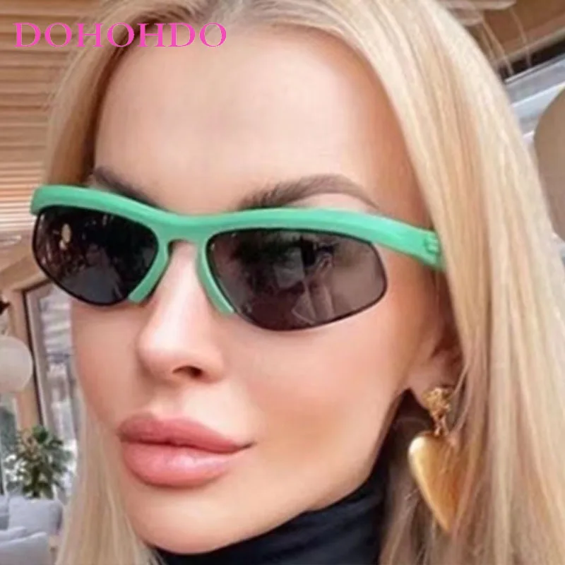 Steam Punk Y2K Half Frame Women Sun Glasses Luxury Brand Designer Men Sunglass Street Photography Summer Travel Eyewear UV400