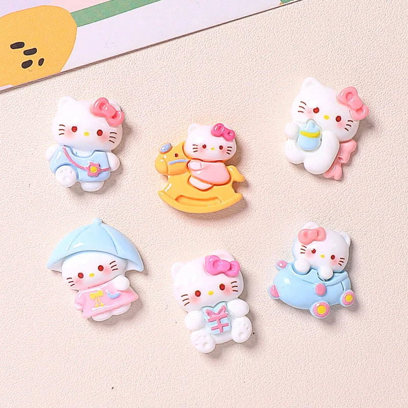 5pcs Play Hello Kitty resin flatback cabochons diy jewelry making materials handmade junk case charms
