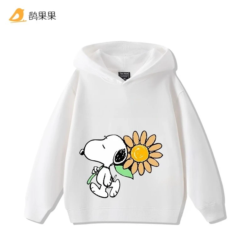 Snoopy print autumn and winter children's long-sleeved cute hooded sweatshirt for boys and girls trendy tops for going out