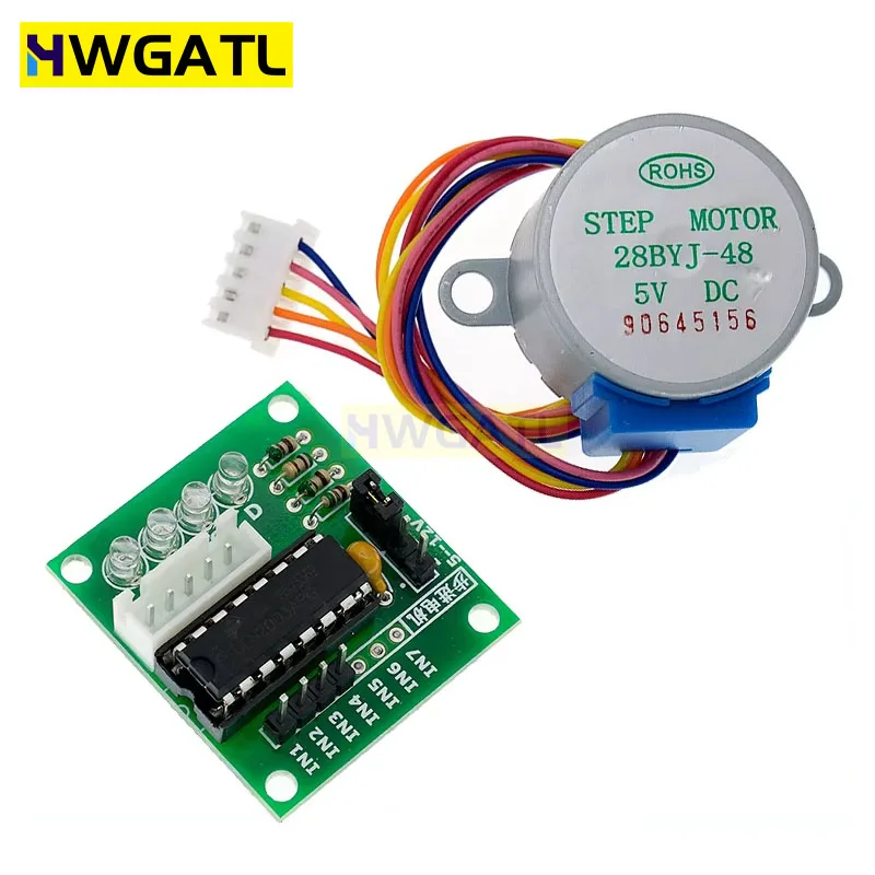 HWGATL 5V 4-Phase 28BYJ-48 DC Gear Step Stepper Motor ULN2003 Driver Board ULN2003 PIC MCU DIY