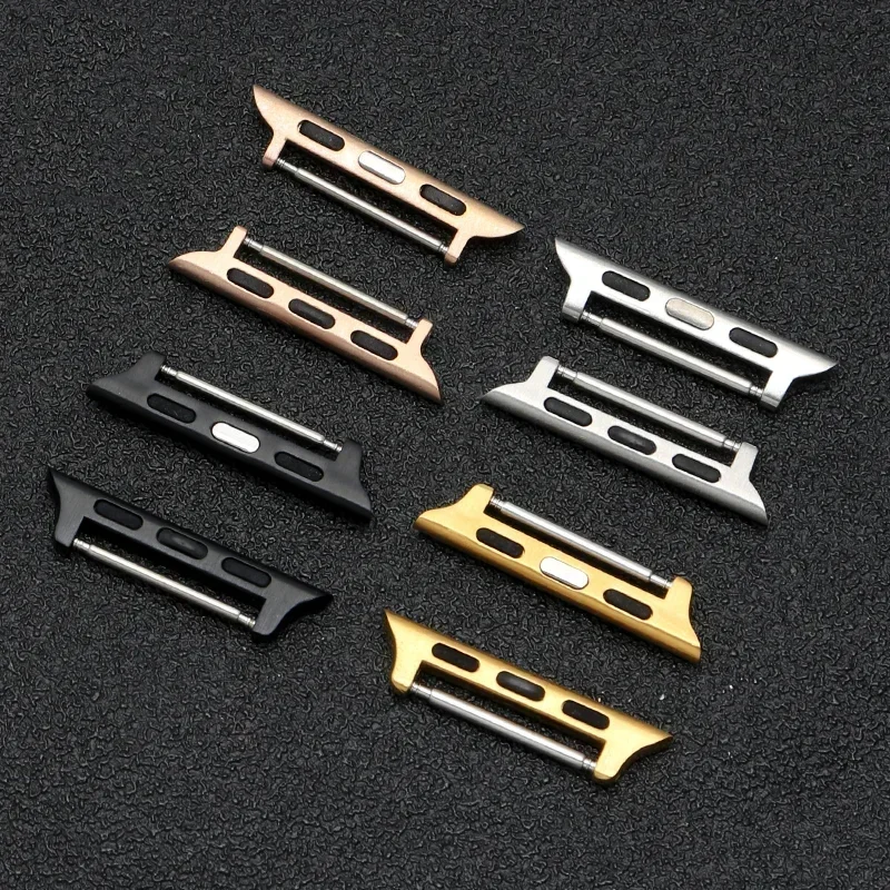 Connector For Apple Watch bands Series 9 8 7 6 5 4 SE 44mm 42mm 41mm 45mm Ultra 2 49mm Spring Bar Metal Stainless Steel Adapter