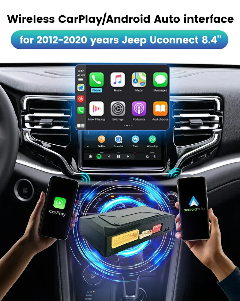 

Wireless Apple CarPlay Android Auto Screen Mirroring Interface for JEEP Uconnect 8.4 Inch