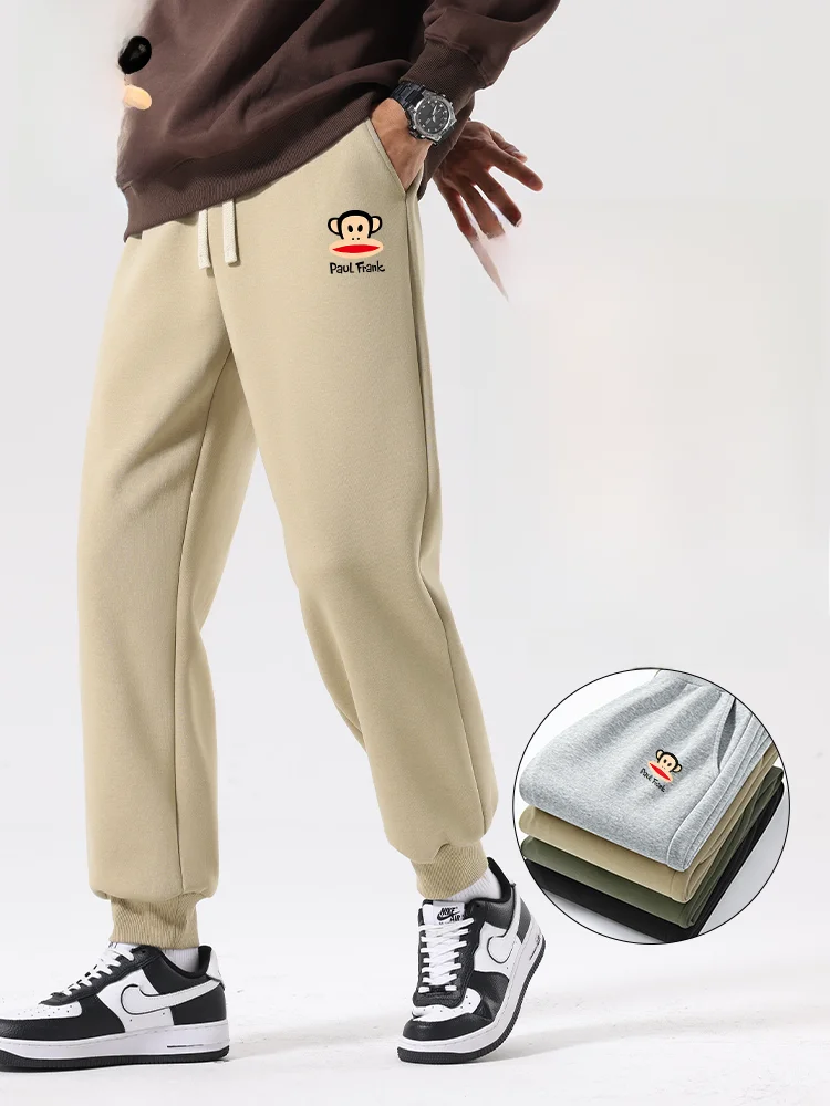 

Khaki Men's Spring New Heavy Du Casual Pants Elastic Waist Printed Design Breathable Comfortable Running