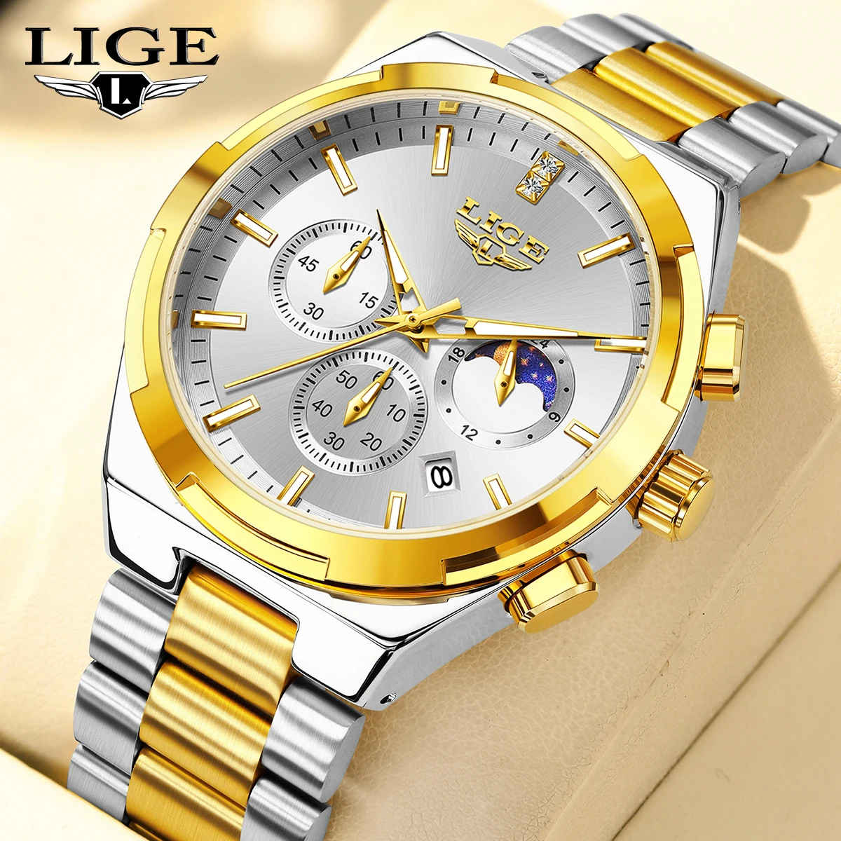 

Новые модные роскошные кварцевые мужские часы LIGE, классические деловые повседневные часы из нержавеющей стали с календарем, водонепроницаемые светящиеся мужские часы Reloj Hombre