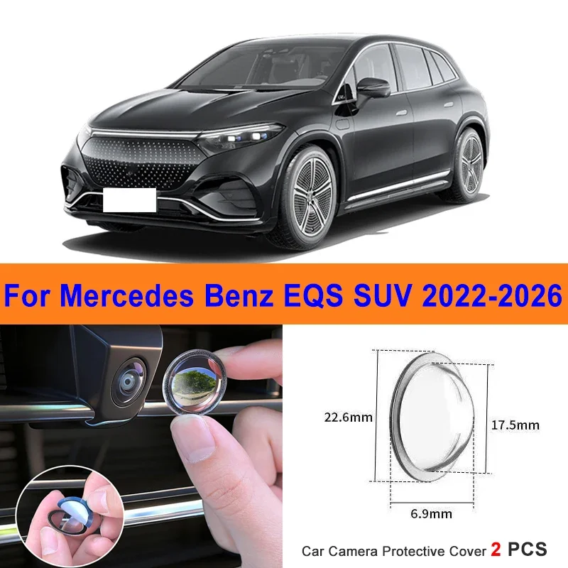 

360 Reverse Image Car Camera Cover Anti-Scratch PC Lens Protector Stickers For Mercedes Benz EQS SUV 2022-2026 2Pcs