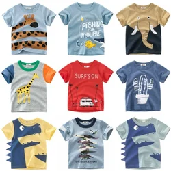 2024 Cartoon Print Baby Boy Dinosaur T Shirt per l'estate Infant Kids Boys Girls Lion T-Shirt abbigliamento Cotton Toddler Letter Tops