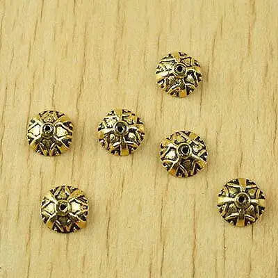 

40pcs 9mm,hole:0.9mm dark gold-tone crafted 9mm bead caps findings h2006