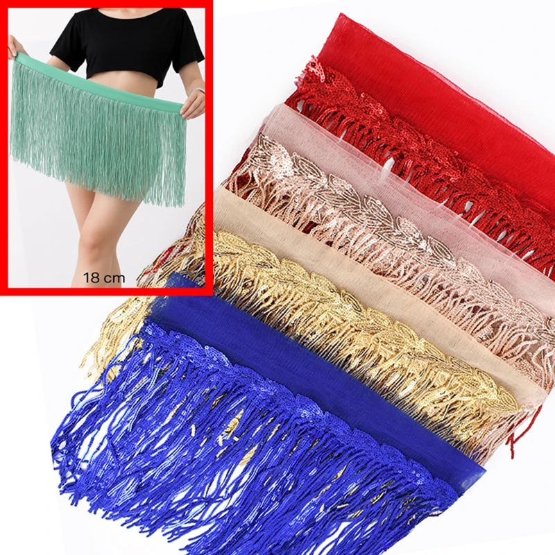 

1-10Y 18cm Sequin Fringe for Clothes Dance Dress Fringes Sewing Tassel Ribbon Decorative Trimmings Stitching Lace Accessories