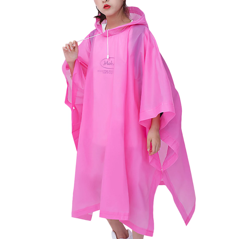 Outdoor Rainwear Reusable Rain Coat with Drawstring Hood Raincoat Suit Thicken EVA for Boys Girls for 6-12 Years Old Children