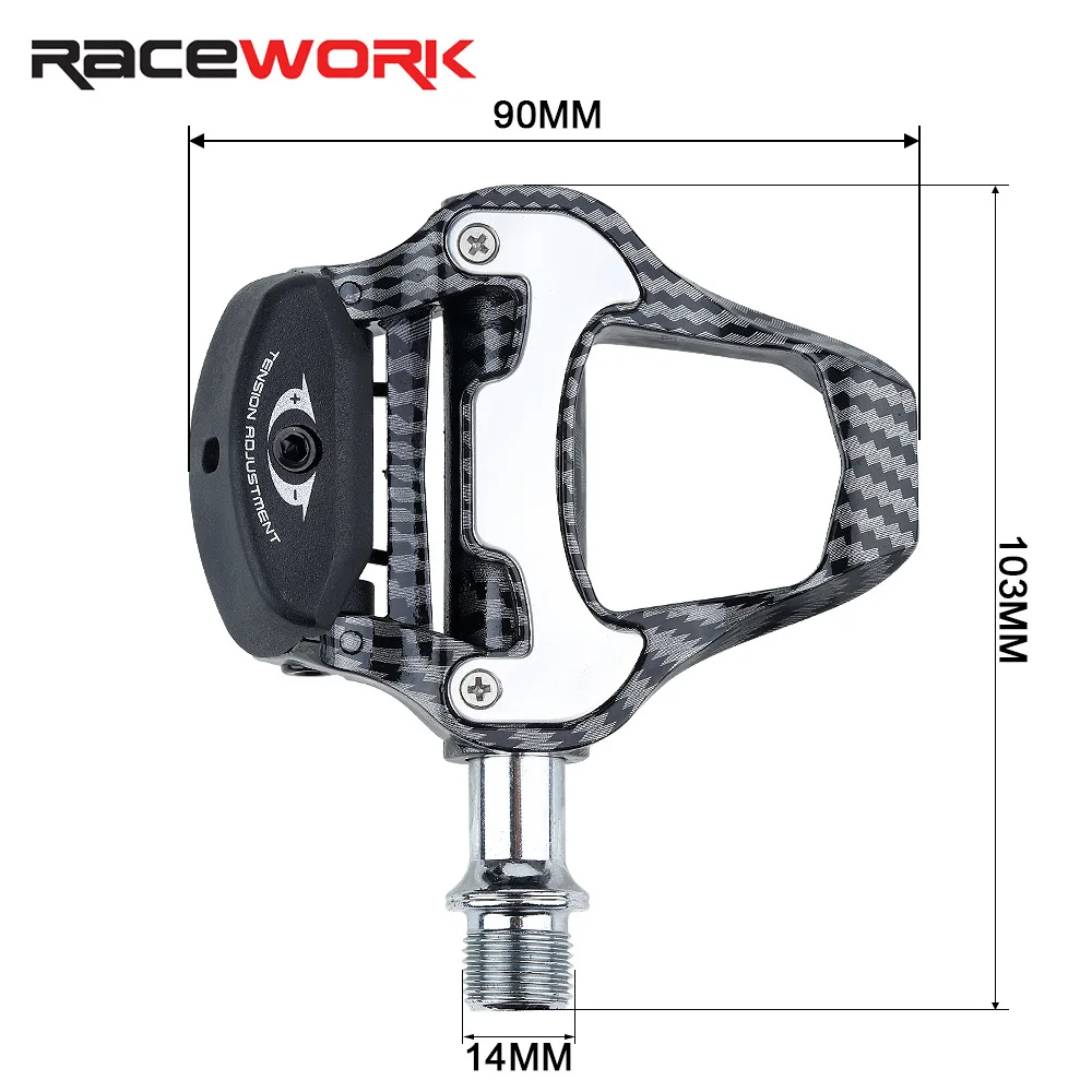 RACEWORK Self-locking Carbon Fiber Bike Pedal With Sealed Bearings And Cleats For Shimano SPD System Lock Road Pedals