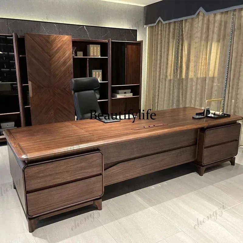 F4567 Strong Wooden Executive Office Desk Wooden Brown Large Luxury Office Desks Standing Drawers Escrivaninha Work