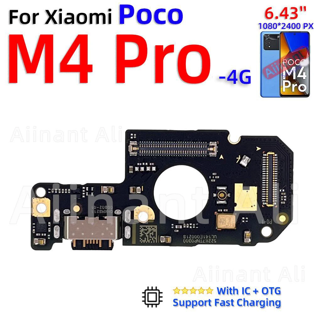 AiinAnt Dock USB Charger Mic Board Connector Charging Port Flex Cable For Xiaomi Poco F1 F2 F3 F4 M2 M3 M4 X2 X3 X4 Pro 4G 5G