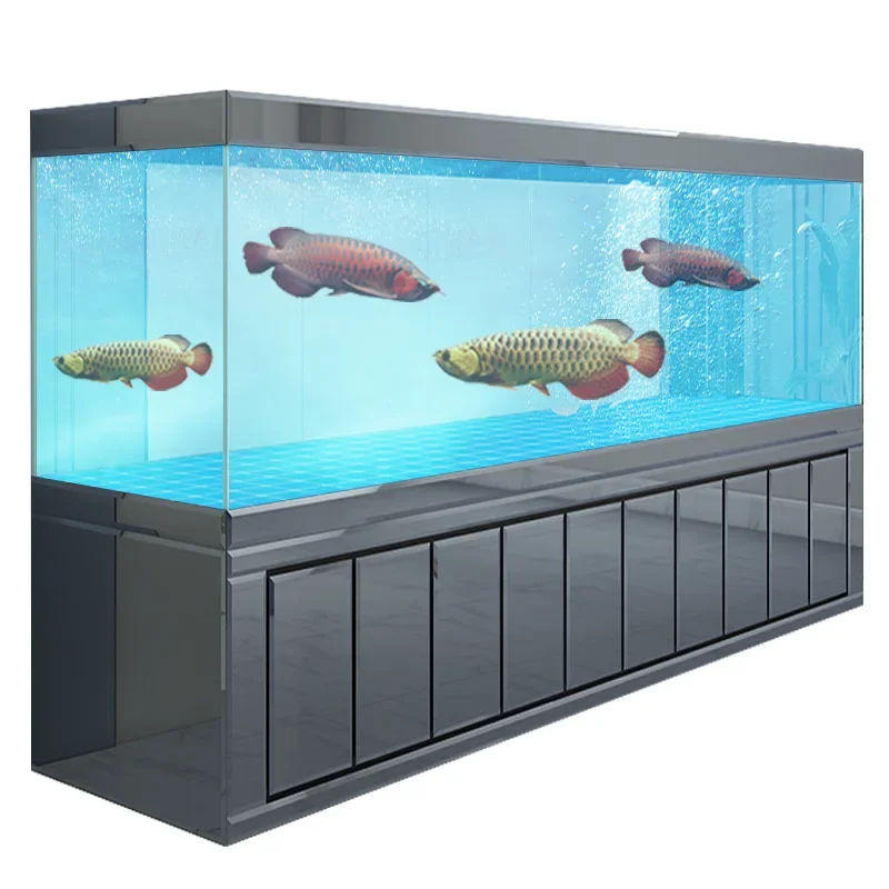 Large Jinlong fish tank aquarium living room office screen 2 meters 3 meters bottom filter ultra-white glass fish tank