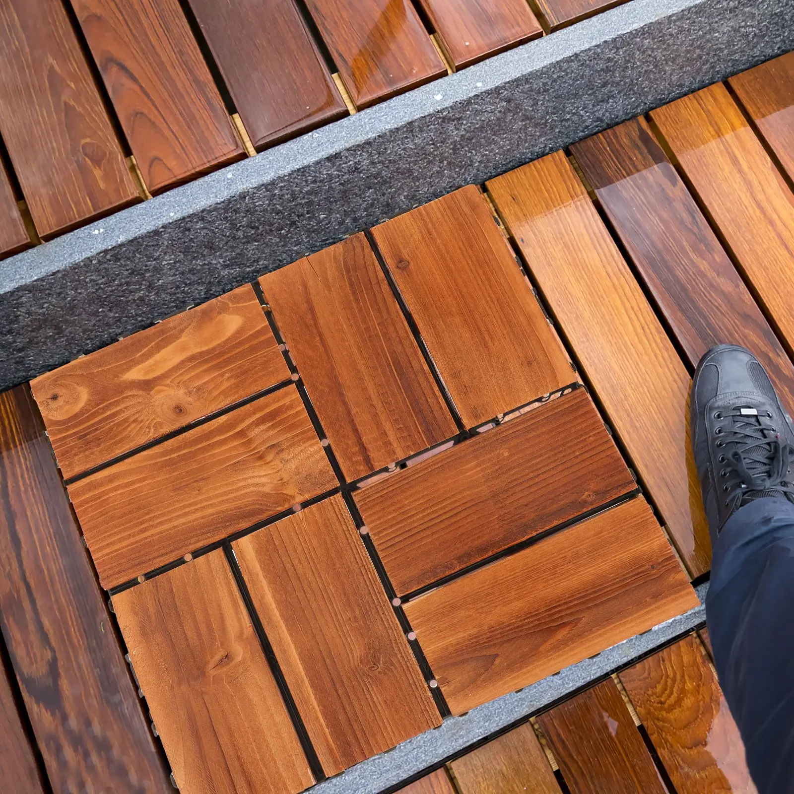 29x29cm drewniana taras blokujący platforma Patio ogród blokująca płytka podłogowa do użytku na zewnątrz wewnątrz mają różnicę w kolorze