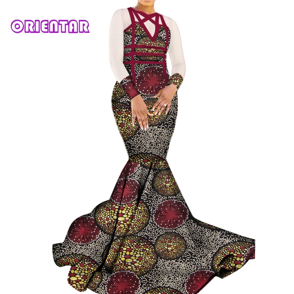 

Fashion African Print Dresses for Women Elegant Long Dashiki Maxi Evening Dresses Wedding Party African Clothing 6XL WY319