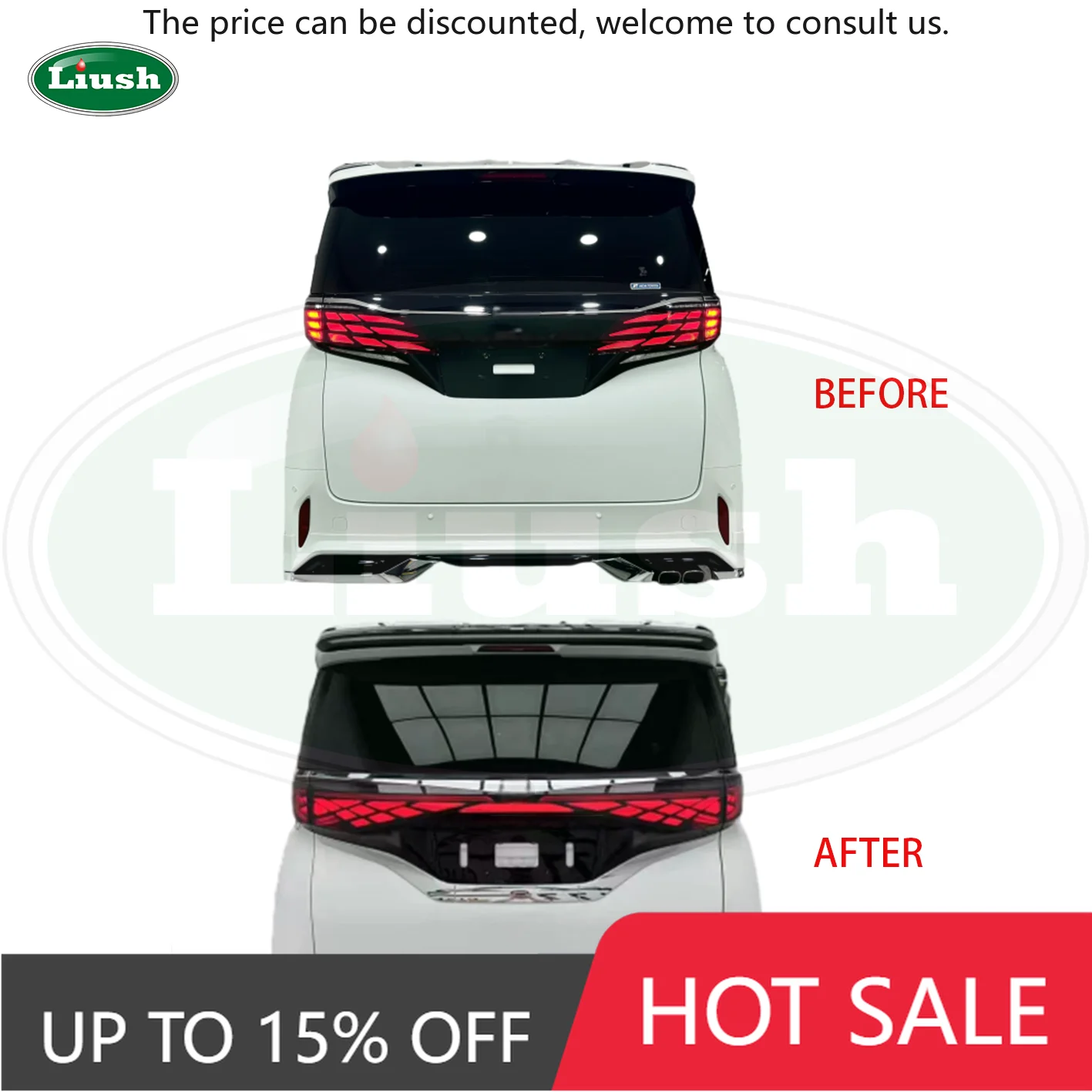 

Butterfly Wing Design Tailgate Kit Modification For 2025 Toyota Alphard AH40 Series Vellfire Through-type Taillight Assembly New