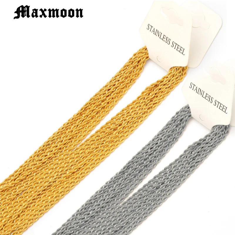 

Maxmoon Hot sale Retail Wholesale Silver Color Necklace Women Man necklace 2mm 18,20,22,24 inch Twist Rope Chain jewelry