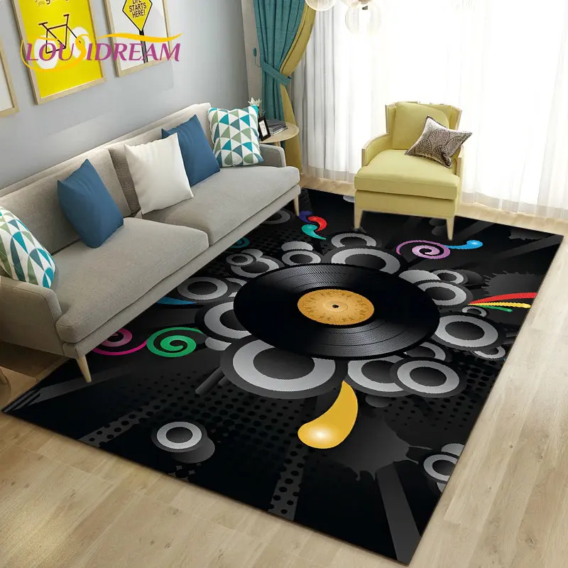 3D Classical Music Vintage Vinyl Record Area Rug,Carpet Rug for Living Room Bedroom Sofa Decoration,Kid Play Non-slip Floor Mat