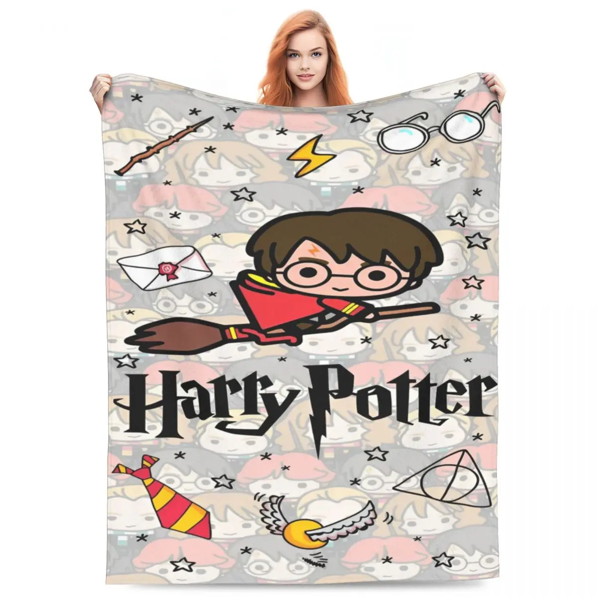 Harrys Potters Magic School Blanket Flannel Print Relax Lightweight Thin Throw Blankets for Bed Car Quilt