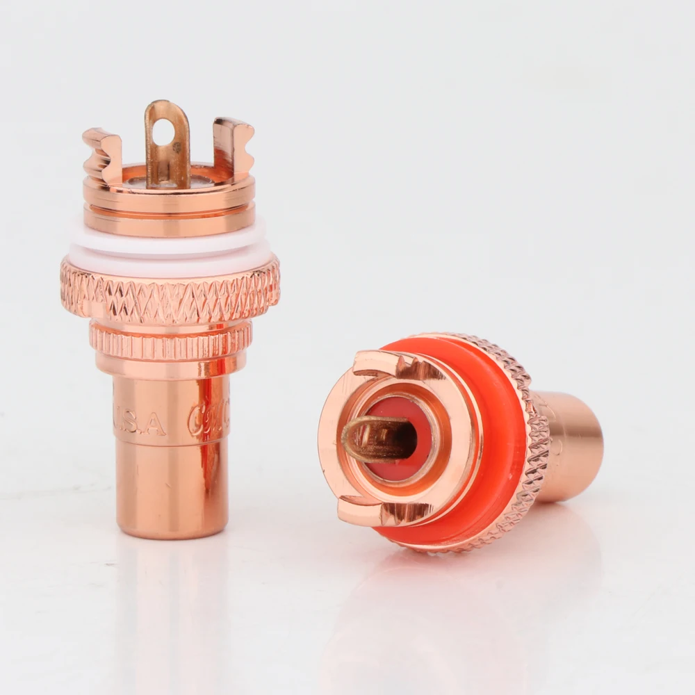 

High Quality Red Copper Plated RCA Female Socket HiFi Audio Jack RCA Terminal Amplifier Panel Terminal RS3008